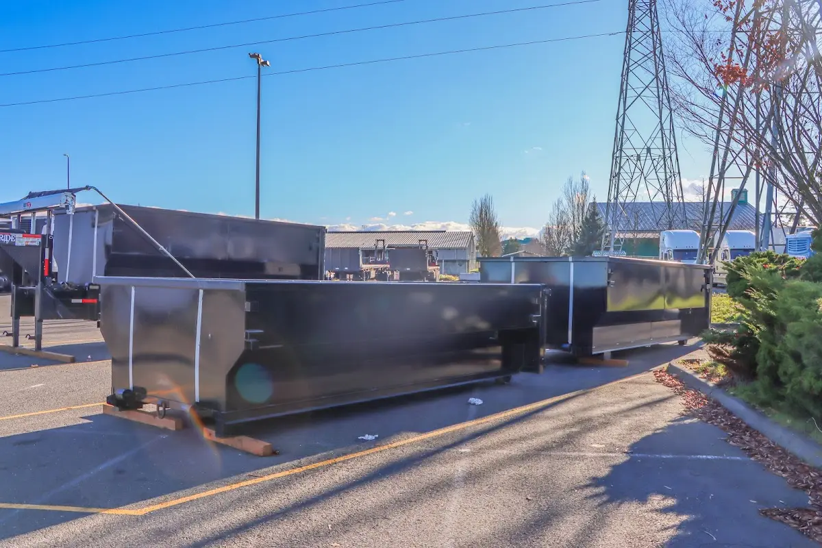 Roll-off dumpster ready for waste disposal at job site for 4 Yard Dumpster Rental in Inglewood